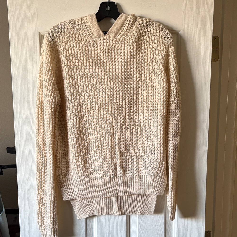 POL EUC Cream Knit Hooded Sweater size XL (fits like a L)